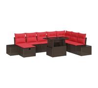 vidaXL Conjunto de sofá de jardín 9 uds. Marrón ratán sintético | Puedes cambiar el arreglo de este conjunto para que encaje perfecto en tu espacio, ideal para relajarte y recibir gente,