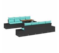 vidaXL Conjunto de sofá de jardín 9 uds. Negro Poliratán