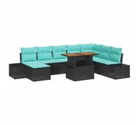 vidaXL Conjunto de sofá de jardín 9 uds. Negro Poliratán | Se puede configurar de mil maneras, Suave para relajarte, Ratán sintético que aguanta el clima