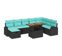 vidaXL Conjunto de sofá de jardín 9 uds. Negro ratán sintético