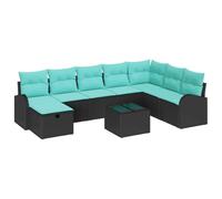 vidaXL Conjunto de sofá de jardín 9 uds. Negro ratán sintético | Se reorganiza fácil para que se ajuste a tu espacio, La altura se puede personalizar para mantenerlo estable,