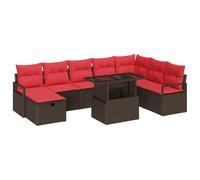 vidaXL Conjunto de sofá de jardín con cojín 9 pcs ratán sintético, Sofá Modular para jardín y terraza, Juego de ratán Duradero, Muebles Ligeros para el Patio, con Compartimentos