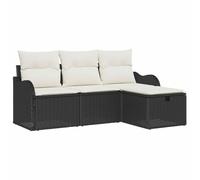 vidaXL Conjunto de sofá de jardín con cojín 4 pcs Poliratán, Muebles modulares Modernos para jardín y terraza, sofá Resistente al Sol, cómodas Opciones para el Patio