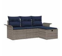 vidaXL Conjunto de sofá de jardín con cojín 4 pcs Poliratán, Sofá Exterior, Moderno y Ligero, con módulos, Compartimentos y Resistente a UV para jardín y terraza