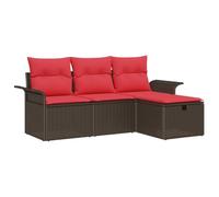 vidaXL Conjunto de sofá de jardín con cojín 4 pcs Poliratán, Sofá Exterior, Moderno y Ligero, con módulos, Compartimentos y Resistente a UV para jardín y terraza