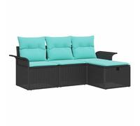 vidaXL Conjunto de sofá de jardín con cojín 4 pcs Poliratán, Sofá Modular Ligero para jardín y terraza, Resistente al Sol, con compartimientos de Almacenamiento