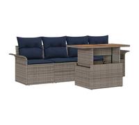 vidaXL Conjunto de sofá de jardín con cojín 5 pcs Gris y Azul Marino, Juego de Sofás para Jardín y Terraza, Muebles Modernos, Resistentes al Sol, Ligeros y Cómodos