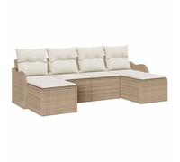 vidaXL Conjunto de sofá Modular de jardín de 6 Piezas con Cojines Resistentes al Clima en Beige de Poli ratán Patio y el balcón, con una disposición de Asientos cómoda y Piezas aju