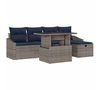 vidaXL Conjunto de sofá de jardín con cojín 6 pcs Gris ratán sintético, Jardín y Terraza, Set Modular Moderno, Muebles Resistentes, Asientos Versátiles, Área Lounge Exterior, Compartimentos de Almacen