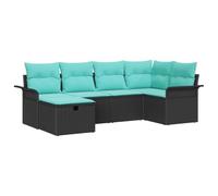 vidaXL Conjunto de sofá de jardín con cojín 6 pcs Poliratán, Conjunto de jardín, sofá Modular liviano, Resistente al UV, Asiento para terraza, compuerta de Almacenamiento