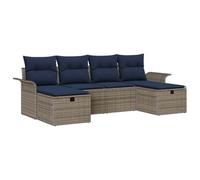 vidaXL Conjunto de sofá de jardín con cojín 6 pcs Poliratán, Sofá Modular para jardín y terraza, Resistente a la Intemperie, con Almacenamiento y Materiales duraderos