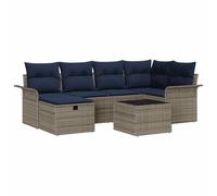 vidaXL Conjunto de sofá de jardín con cojín 7 pcs Gris Poliratán, Conjunto de Lounge Modular, sofá Exterior Ligero, Resistente a los Rayos UV, con Compartimentos de Almacenamiento