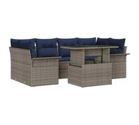 vidaXL Conjunto de sofá de jardín con cojín 7 pcs Gris ratán sintético, Sofá Modular Moderno para jardín y terraza, Muebles Resistentes al Sol, cómoda Sala al Aire Libre