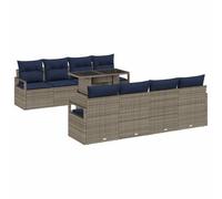 vidaXL Conjunto de sofá de jardín con cojín 7 pcs Gris y Azul Marino, Muebles de jardín y terraza, sofá Modular, cómodo Lounge al Aire Libre, diseño Resistente a UV, Asientos versátiles para el Patio