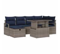 vidaXL Conjunto de sofá de jardín con cojín 7 pcs ratán sintético, Sofá Modular para jardín y terraza, Ligero, Duradero, Resistente a UV, con Compartimentos de Almacenamiento