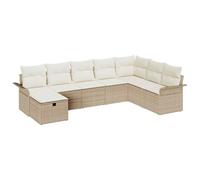 vidaXL Conjunto de sofá de jardín con cojín 8 pcs Beige Poliratán, Sofá Moderno para jardín y terraza, Rectangular, Patas Ajustables, Muebles duraderos, Asientos modulares para Patio