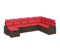 vidaXL Conjunto de sofá de jardín con cojín 8 pcs Marrón Poliratán, Conjunto de Sofá para Jardín y Terraza, Moderno, Duradero, Ligero, Resistente al Sol, Asientos Modulares, con Compartimentos