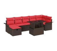 vidaXL Conjunto de sofá de jardín con cojín 8 pcs Marrón Poliratán, Sofá Modular para jardín y terraza, Muebles de Lounge, Asientos Modernos, Compartimentos Resistentes al Sol