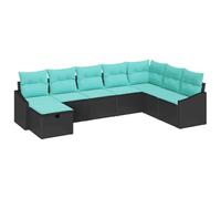 vidaXL Conjunto de sofá de jardín con cojín 8 pcs Negro Poliratán, Sofá Modular Elegante, Ligero y Resistente al Sol, jardín o terraza
