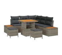 vidaXL Conjunto de sofá de jardín con cojín Gris Poliratán, Sofá de jardín Moderno, Ligero, Modular, Resistente a UV, Mueble de Exterior para Relajarse en Primavera y Verano