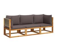 vidaXL Set de sofás de jardín con Cojines 3 pzas Madera Maciza Acacia, Juego de Muebles de jardín, Juego de sofás de Exterior, sofá para jardín
