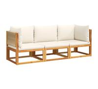 vidaXL Conjunto de sofá de jardín de 3 Piezas con Cojines de Madera de Acacia y Cuerda