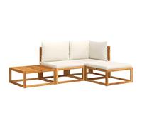 vidaXL Conjunto de sofá de jardín de 4 Piezas con Cojines de Madera de Acacia y Cuerda