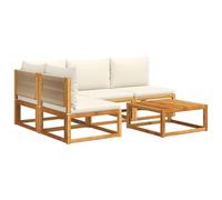 vidaXL Set de sofás de jardín con Cojines 5 pzas Madera Maciza Acacia, Juego de Muebles de jardín, Juego de sofás de Exterior, sofá para jardín