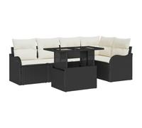 vidaXL Conjunto de sofá de jardín de 6 Piezas con Cojines en Negro, Hecho de Poli ratán. Diseño Modular, Muebles de Exterior Resistentes a la Intemperie. Ideal para Balcones, Jardines y Patios al Air