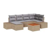 vidaXL Conjunto de Sofá de Jardín de 7 Piezas de con Cojines Beige de Ratán Sintético. Muebles Modernos para el Patio, Ideales para una terraza con diseño Modular y Espacio de Lounge.