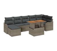 vidaXL Conjunto de Sofá de Jardín de 8 Piezas con Cojines Gris de Rattan Sintético. Incluye un Sofá de 2 Plazas con Almacenamiento, Muebles de Exterior, Sofá Modular, Asientos para Terraza y Lounge