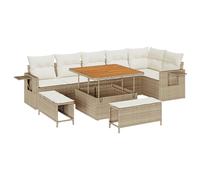 vidaXL Conjunto de sofá de jardín de 9 Piezas con Cojines Beige, Muebles de Patio de ratán Resistente a los Rayos UV Exteriores, Ideal para Balcones y Patios. Colección Moderna y contem