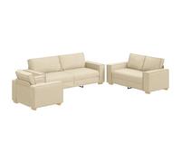 vidaXL Conjunto de Sofá Moderno Crema Uso Interior Material de Poliéster Transpirable Capacidad para 1 a 3 Diseño Elegante para Sofá de Sala y Oficina Multi Persona Cómodo