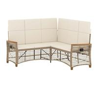 vidaXL Conjunto de sofá reclinable de jardín Manual Beige y Crema