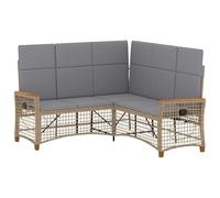 vidaXL Conjunto de sofá reclinable de jardín Manual Beige y Gris Claro, Sofá Moderno Rectangular de ratán, Resistente a la Intemperie, Tumbona de jardín, Mueble de terraza