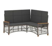 vidaXL Conjunto de sofá reclinable de jardín Manual Gris y Gris Oscuro