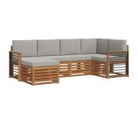 vidaXL Conjunto de Sofá Seccional con cojín 6 pcs Gris Natural y Claro, Sofá Moderno para Exteriores, Muebles seccionales Resistentes, Comodidad en tu Patio y terraza