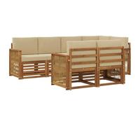 vidaXL Conjunto de Sofá Seccional con cojín 6 pcs Natural, Sofá de jardín, sección Moderna para Exterior, Juego Resistente, Asiento cómodo en la terraza, Ideal para Vivir