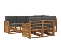 vidaXL Conjunto de Sofá Seccional con cojín 6 pcs Natural y Antracita, Sofá de jardín, sección Moderna para Exterior, Juego Resistente, Asiento cómodo en la terraza, Ideal para Vivir