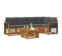 vidaXL Conjunto de Sofá Seccional con cojín 6 pcs Natural y Antracita, Sofá Exterior Moderno, Mueble seccional Duradero para jardín, Comodidad de relajación en terraza