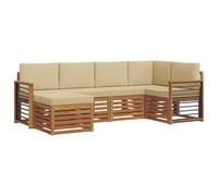 vidaXL Conjunto de Sofá Seccional con cojín 6 pcs Natural y Beige, Sofá Moderno para Exteriores, Muebles seccionales Resistentes, Comodidad en tu Patio y terraza
