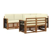 vidaXL Conjunto de Sofá Seccional con cojín 6 pcs Natural y Crema, Sofá de jardín, sección Moderna para Exterior, Juego Resistente, Asiento cómodo en la terraza, Ideal para Vivir