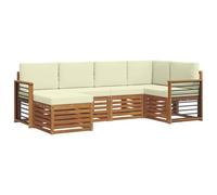 vidaXL Conjunto de Sofá Seccional con cojín 6 pcs Natural y Crema, Sofá Moderno para Exteriores, Muebles seccionales Resistentes, Comodidad en tu Patio y terraza