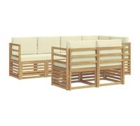 vidaXL Conjunto de Sofá Seccional con cojín 7 pcs Blanco y Crema, Sofá de jardín, sección Moderna para Exterior, Juego Resistente, Asiento cómodo en la terraza, Ideal para Vivir