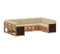 vidaXL Conjunto de Sofá Seccional con cojín 7 pcs Natural, Sofá Moderno para el jardín, Mueble seccional Duradero, Ideal para terraza y cómodos Momentos al Aire Libre