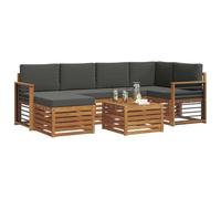 vidaXL Conjunto de Sofá Seccional con cojín 7 pcs Natural y Antracita, Muebles de Jardín, Sofá Moderno Exterior, Conjunto Seccional para Patio, Comodidad Durable en Terraza