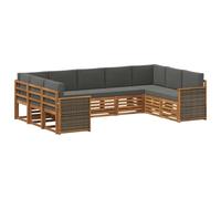 vidaXL Conjunto de Sofá Seccional con cojín 7 pcs Natural y Antracita, Sofá Moderno para el jardín, Mueble seccional Duradero, Ideal para terraza y cómodos Momentos al Aire Libre