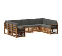 vidaXL Conjunto de Sofá Seccional con cojín 7 pcs Natural y Antracita, Sofá Moderno para el jardín, Mueble seccional Duradero, Ideal para terraza y cómodos Momentos al Aire Libre