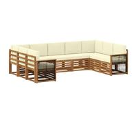 vidaXL Conjunto de Sofá Seccional con cojín 7 pcs Natural y Crema, Sofá Moderno para el jardín, Mueble seccional Duradero, Ideal para terraza y cómodos Momentos al Aire Libre