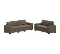 vidaXL Conjunto de sofá y loveseat Grande contemporáneo en Colores Gris Oscuro y marrón, con tapizado de poliéster Resistente a Las Manchas. Asientos cómodos para 5 Personas. Diseño Elegante para la